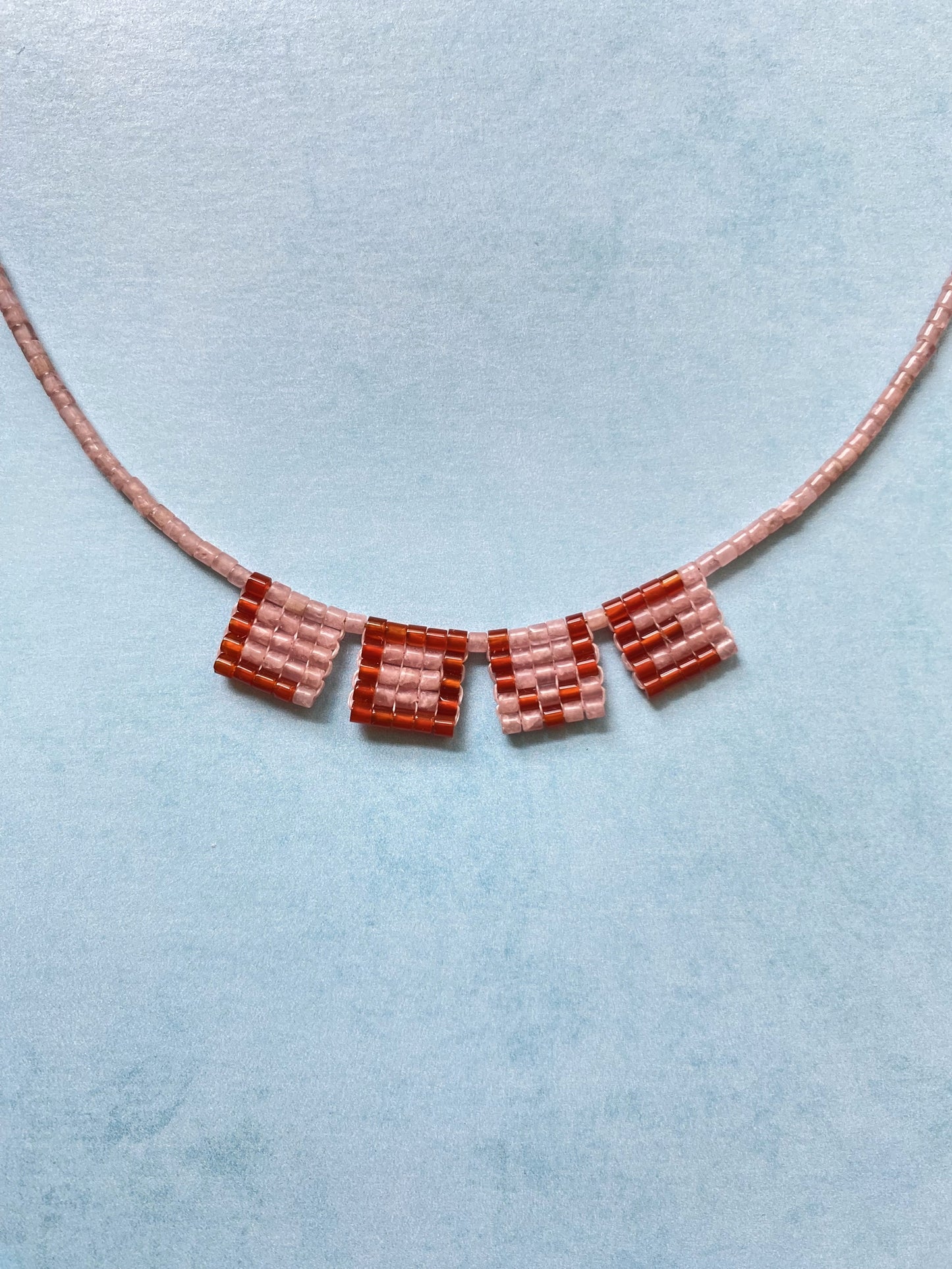 LOVE LETTERS NECKLACE IN PINK RHODOCHROSITE