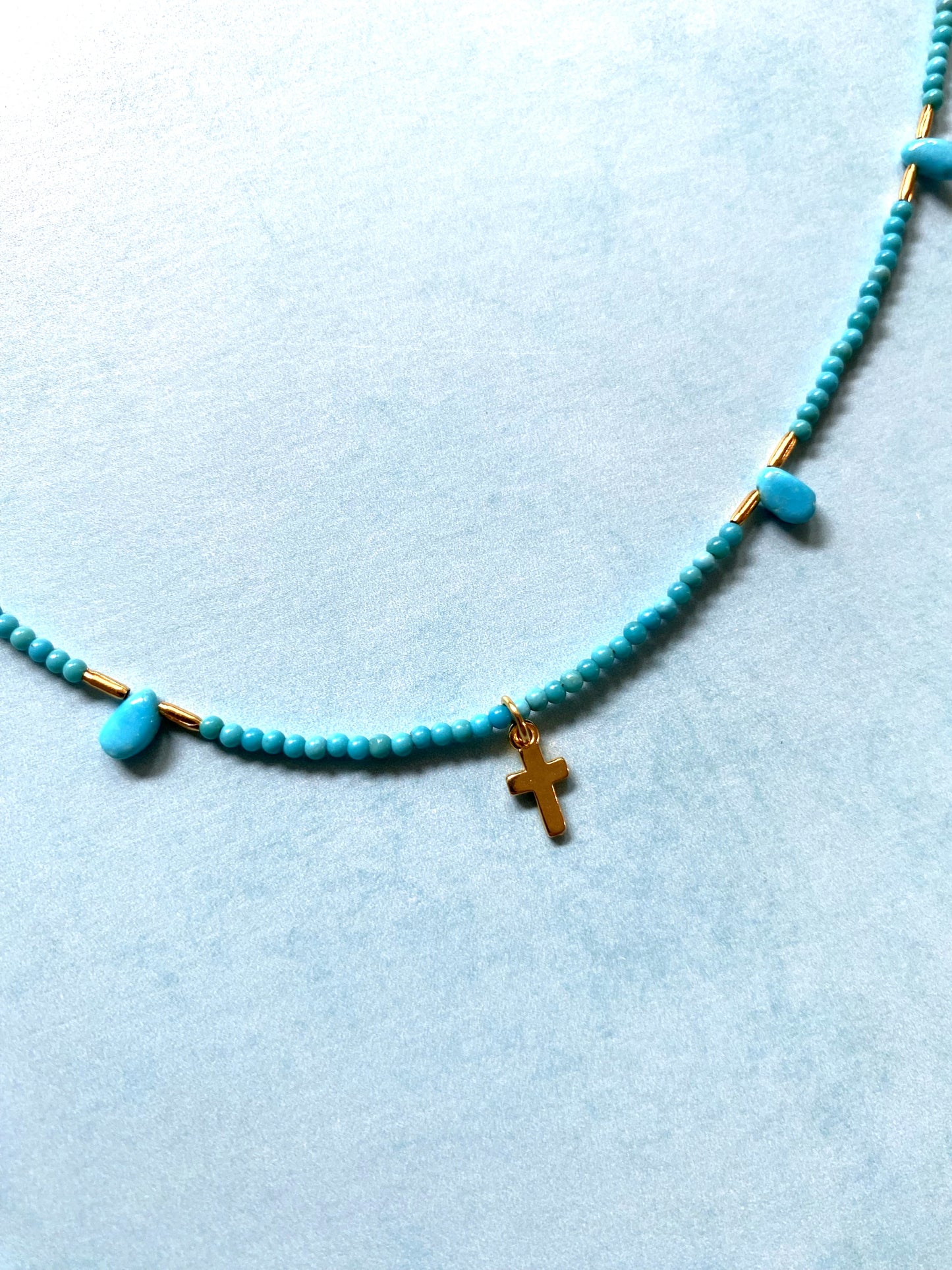 IMMACULATE LOVE CROSS NECKLACE IN TURQUOISE