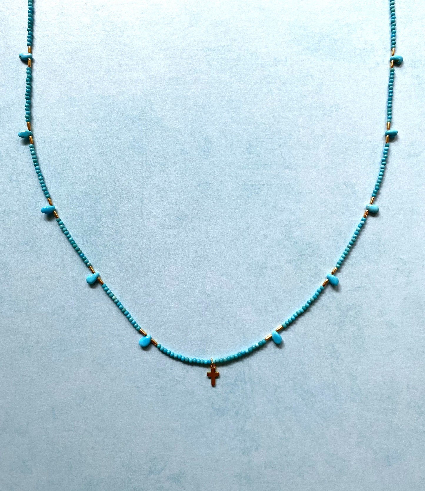IMMACULATE LOVE CROSS NECKLACE IN TURQUOISE