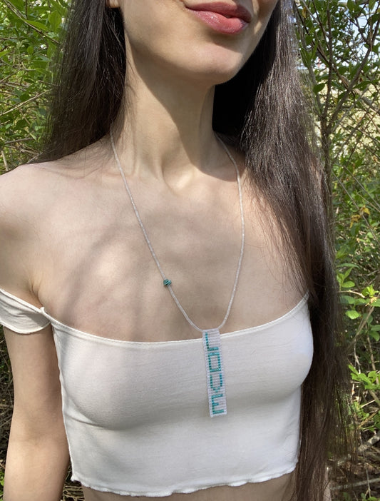 LET LOVE RULE NECKLACE IN WHITE JADE